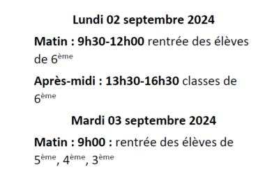 Rentrée 2024-2025