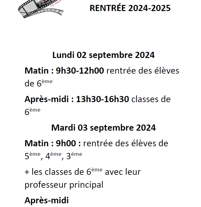 Rentrée 2024-2025